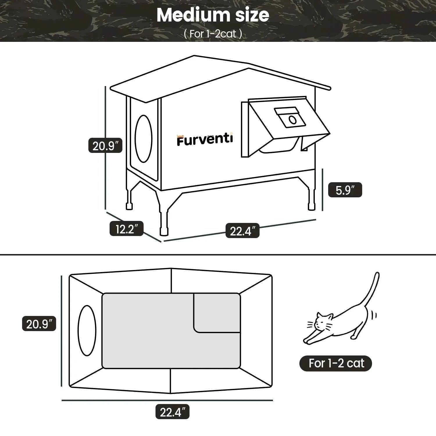 Furventi Flagship Open Top Outdoor Cat House Camouflage（副本）