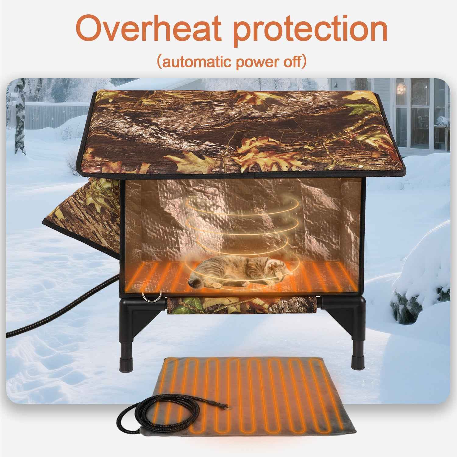 Omni-Climate  Rooftop Outdoor Cat House Leaves