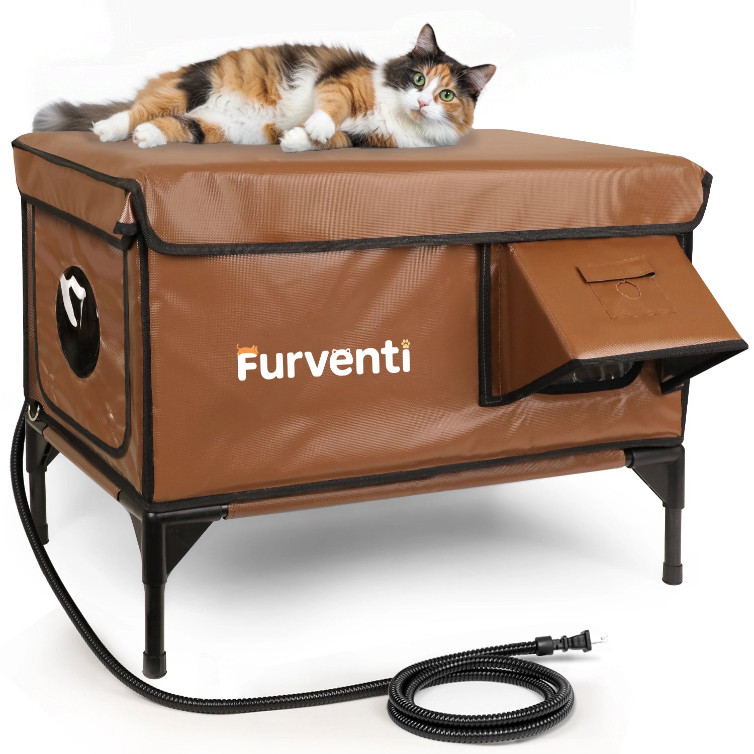 2025 Furventi Classic Heated Outdoor Cat House Brown