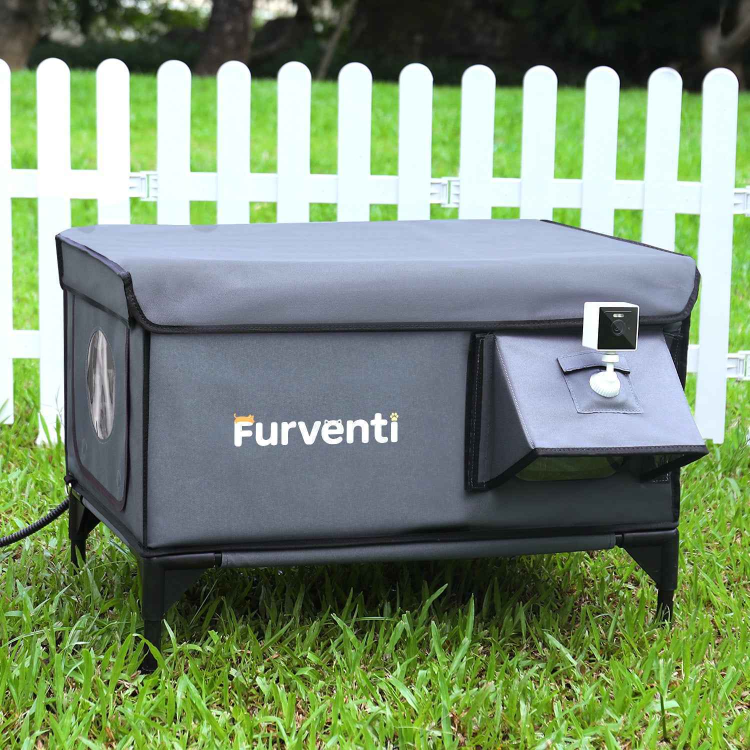 Weatherproof High Legs Outdoor Cat House Dark Grey（副本）