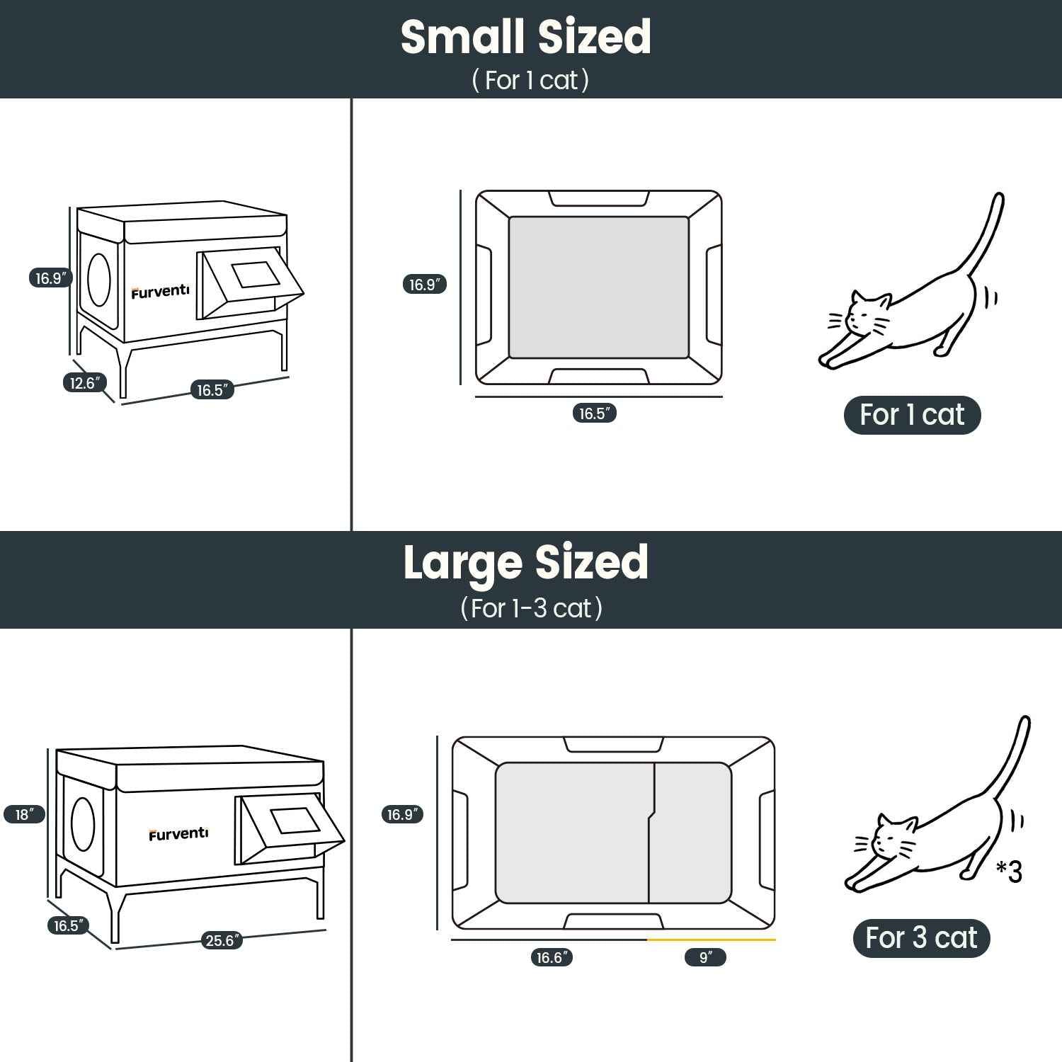 Furventi High Legs outdoor Cat House Dark Grey