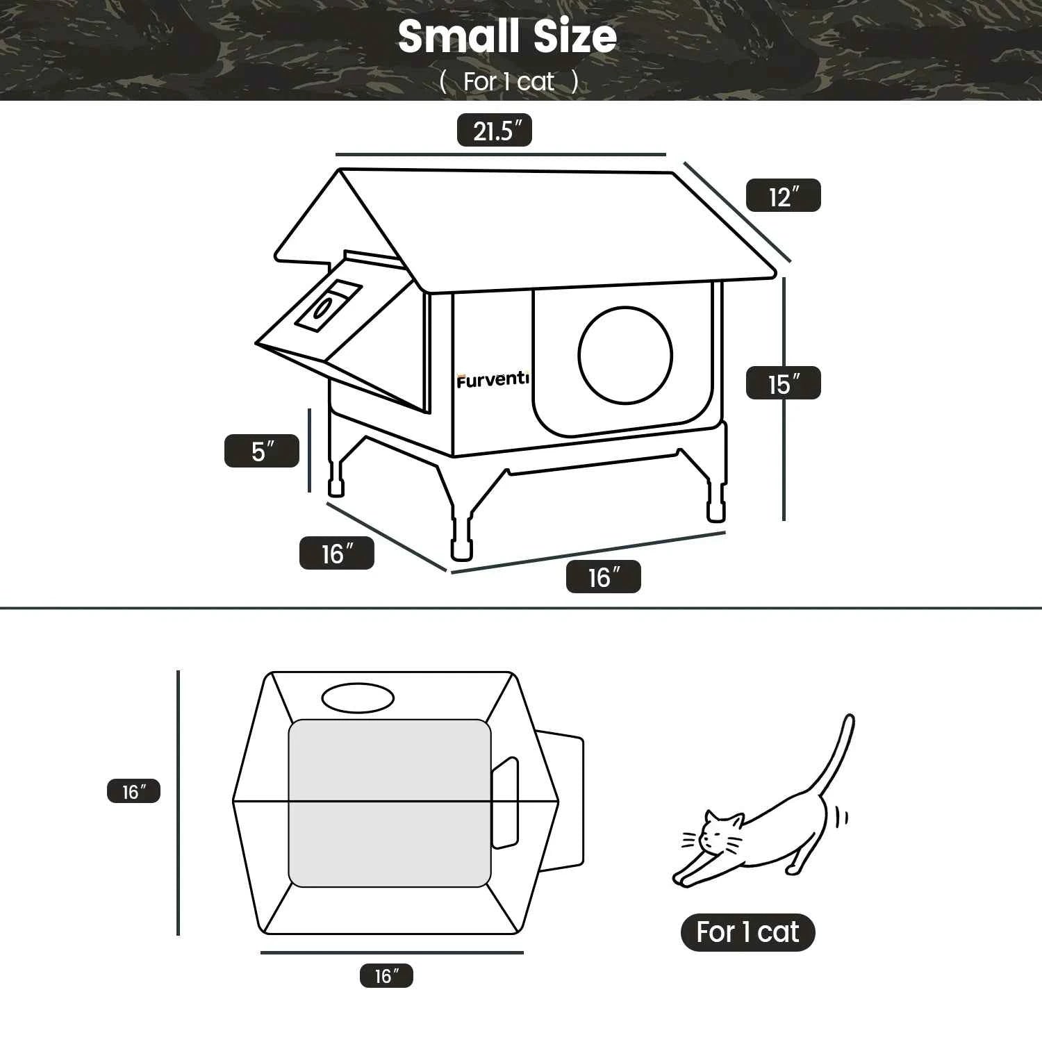 Furventi Rooftop Outdoor Cat House Camouflage
