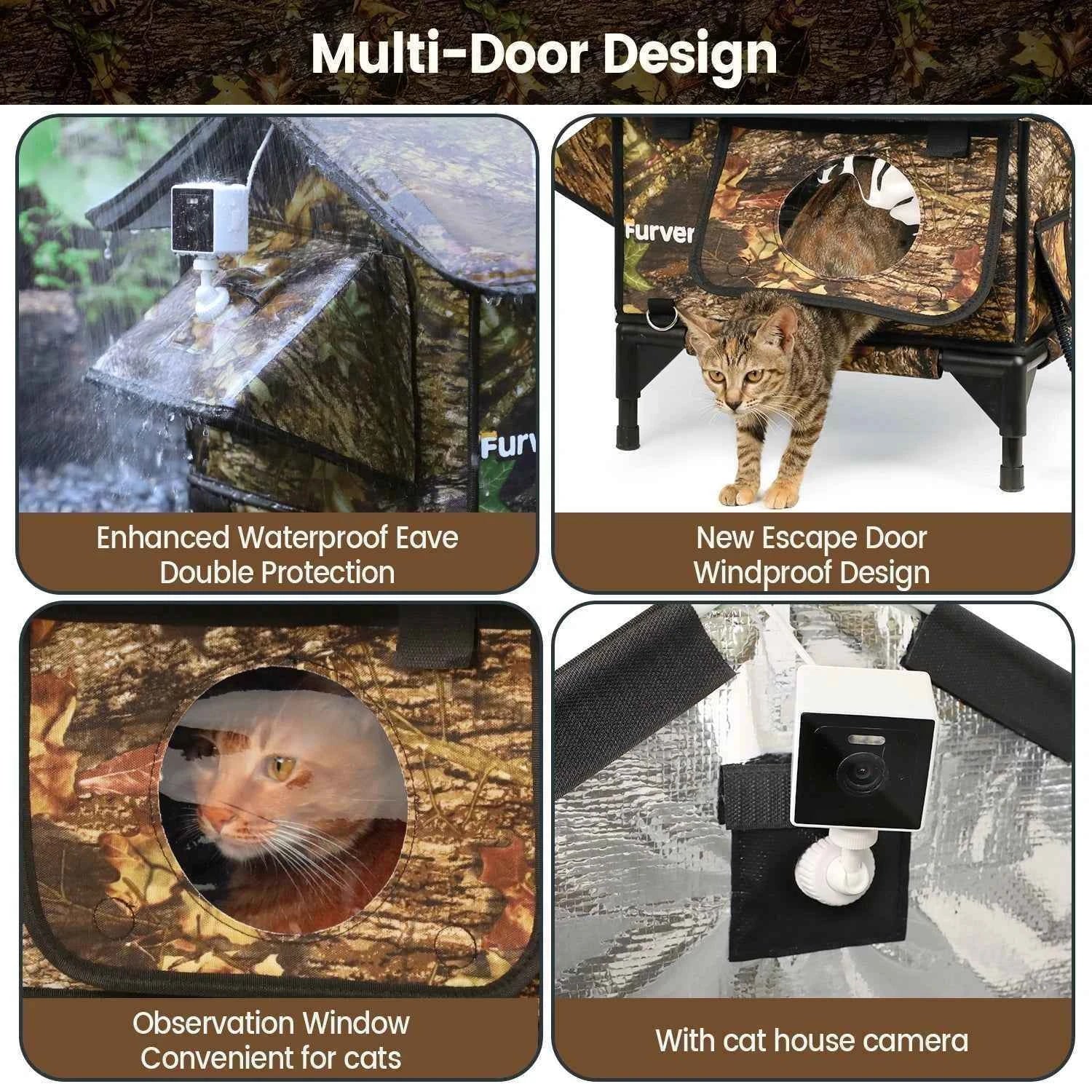 Omni-Climate  Rooftop Outdoor Cat House Leaves