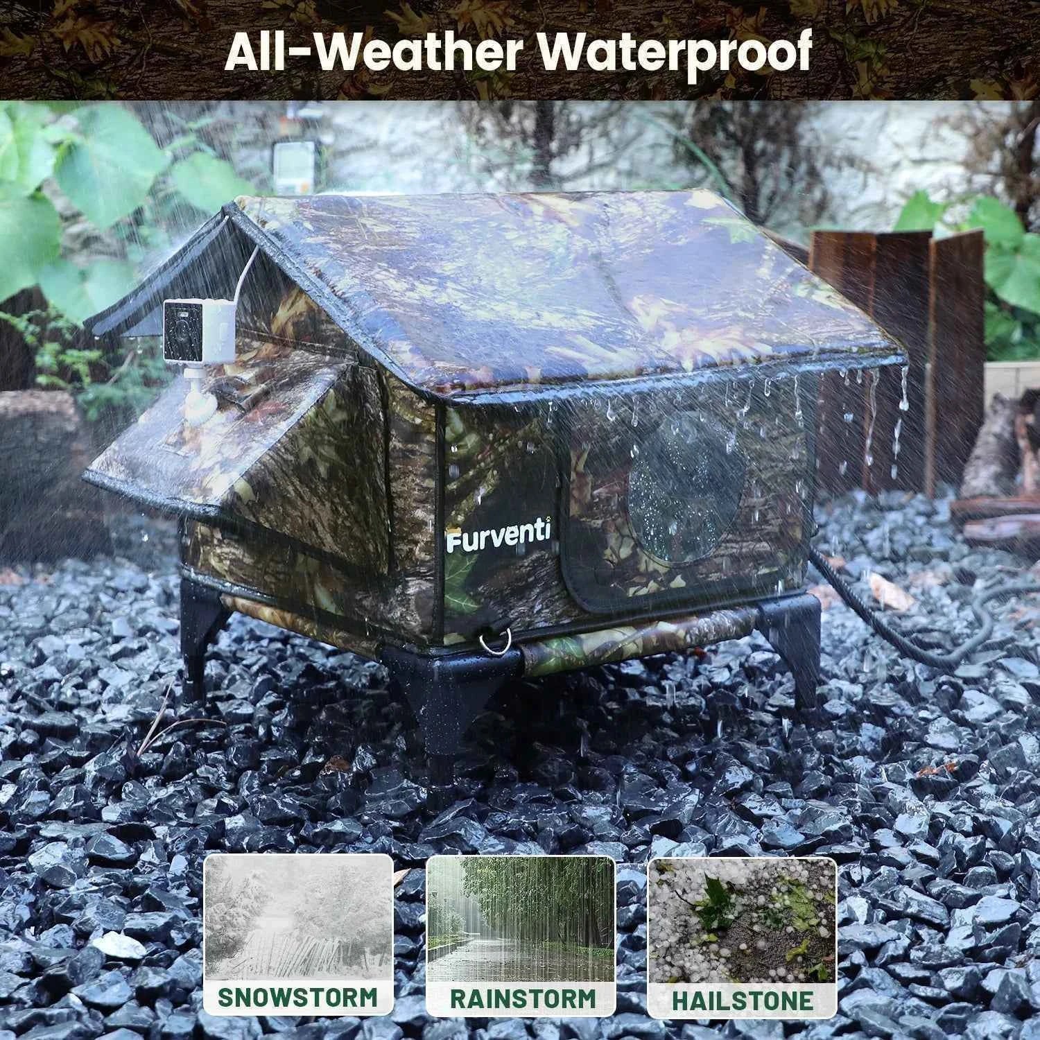 Omni-Climate  Rooftop Outdoor Cat House Leaves