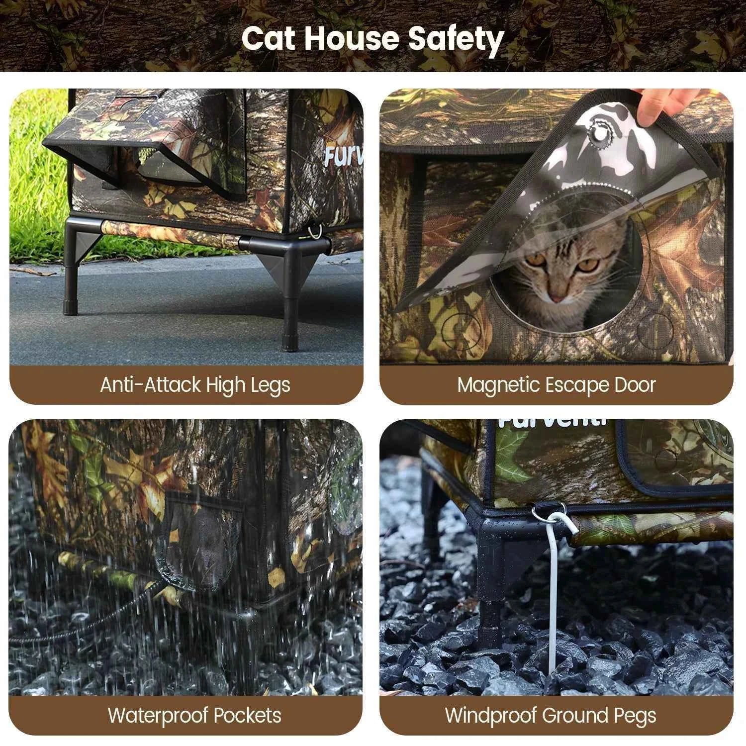 Omni-Climate  Rooftop Outdoor Cat House Leaves