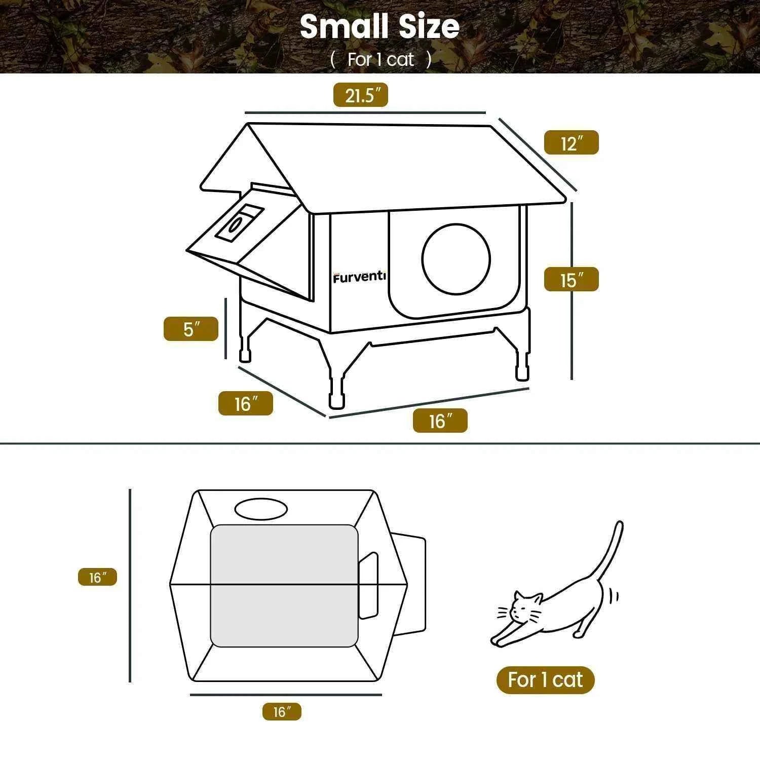 Omni-Climate  Rooftop Outdoor Cat House Leaves